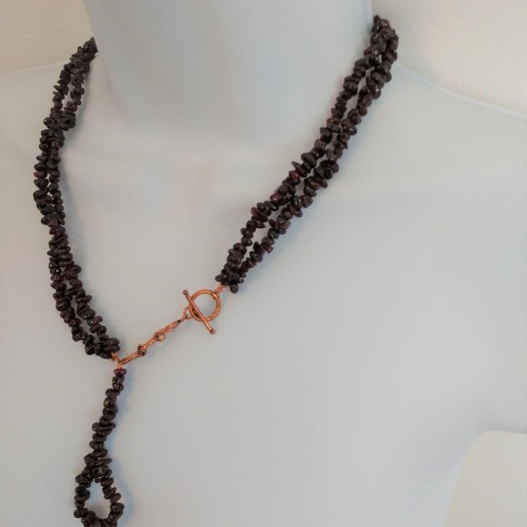 Handmade Dark Red Garnet Statement Necklace January Birthstone Beaded NWT - Picture 13 of 16
